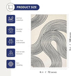 Abani Nuevo Beige Black Swirls Modern Area Rug 6' x 9' for Living Room, Bedroom - Abstract Design - Durable & Easy to Clean