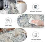 6x9 Abstract Area Rugs for Living Room 6 x 9 Washable Non Slip Low Pile Gray Rugs for Bedroom Dining Room Foldable Thin Blue Yellow