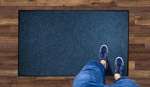 WaterHog Diamond | Commercial-Grade Entrance Mat with Rubber Border – Indoor/Outdoor, Quick Drying, Stain Resistant Door Mat (Navy, 6' x 12')