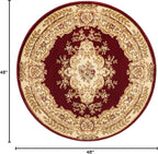Rugs.com Chateau Collection Rug - 4 Ft Round Red Medium Pile Rug