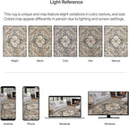 ReaLife Rugs Machine Washable Area Rug - Living Room Bedroom Bathroom Kitchen Entryway Office - Padded Low Pile Stain Resistant Premium - Boho Farmhouse Vintage - Joy - Brown Beige 4' x 6'