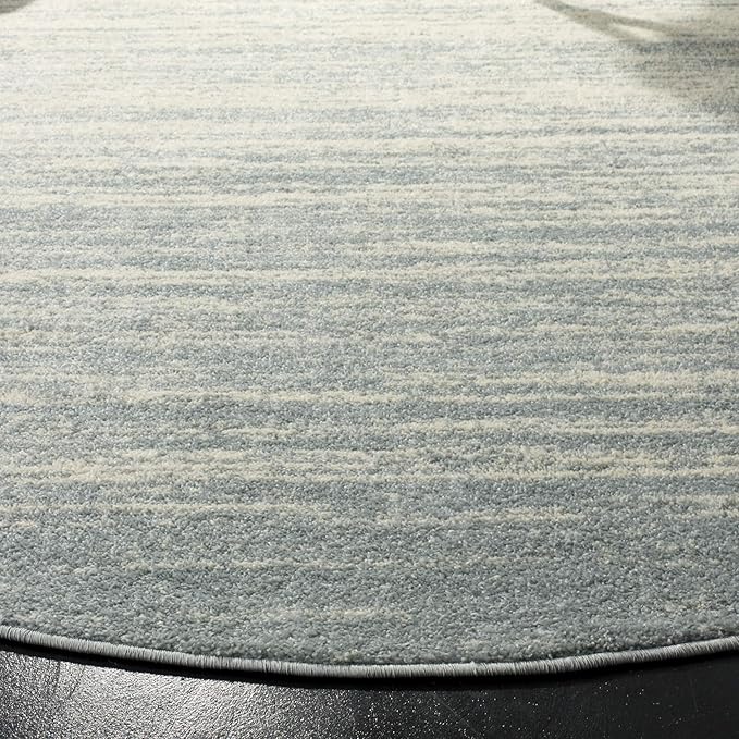 SAFAVIEH Adirondack Collection Area Rug - 6' Round, Ivory & Silver, Modern Ombre Design, Non Shedding & Easy to Clean, Ideal for Living Room, Bedroom, Office, Dining Space (ADR113B)