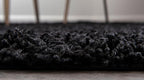Unique Loom Solid Shag Collection Area Rug (2' 6" x 10' Runner, Jet Black)