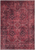 Bloom Rugs Washable Non-Slip 6' x 9' Rug - Dark Red Traditional Bordered Area Rug for Living Room, Bedroom, Dining Room, and Kitchen - Exact Size: 6' x 9'
