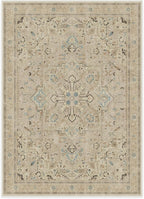 RUGGABLE Washable Vintage Area Rug – Kamran Ivory Opal 10x14, Stain-Resistant, Non-Slip – Large Machine Washable Rugs for Living Room, Bedroom, Hallway, Entryway & Office–with Cushioned Pad