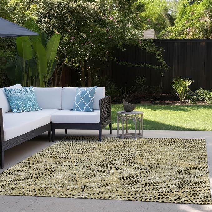 Addison Rugs Chantille ACN591 Gold 2'6" x 3'10" Indoor Outdoor Area Rug, Easy Clean, Machine Washable, Non Shedding, Bedroom, Living Room, Dining Room, Kitchen, Patio Rug