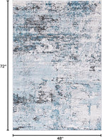 Rugs.com Leipzig Collection Area Rug – 4X6 Blue Low-Pile Rug Perfect for Entryways, Kitchens, Breakfast Nooks, Accent Pieces