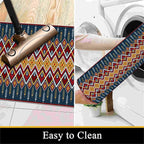 Dark Blue Runner Rug, 3x10ft Red Yello Diamond Hallway Decor Carpet, Corridor & Foyer Long Accent Rug, Entrance Non-Slip Mat Washable Rugs, Southwestern Stylish Home Decor Runner