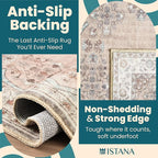 Istana Beige Area Rug 8x10, Machine Washable, Stain Resistant, Foldable, Non-Shedding, Farmhouse Rugs for Living Room, Eco-Friendly