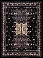 Unique Loom Taftan Collection Border Geometric Tribal Inspired Design Area Rug (9' 10 x 13' 0 Rectangular, Black/ Gray)