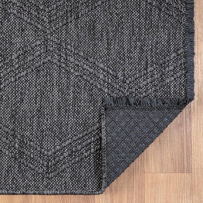 LUXE WEAVERS Modern Farmhouse Smoke 9x12 Washable Area Rug, Anti-Slip Diamond Pattern Carpet