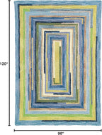 Company C Concentric Squares Area Rug Wool 8' X 10', Sky Striped