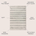JONATHAN Y Williamsburg Minimalist Stripe Cream/Gray Indoor Area Rug, 5x8, Contemporary, Modern, Easy-Cleaning for Living Room, Bedroom, Kitchen, Pet Friendly, Non-Shedding (MOH201A-5)