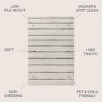 JONATHAN Y Williamsburg Minimalist Stripe Cream/Gray Indoor Area Rug, 4x6, Contemporary, Modern, Easy-Cleaning for Living Room, Bedroom, Kitchen, Pet Friendly, Non-Shedding (MOH201A-4)