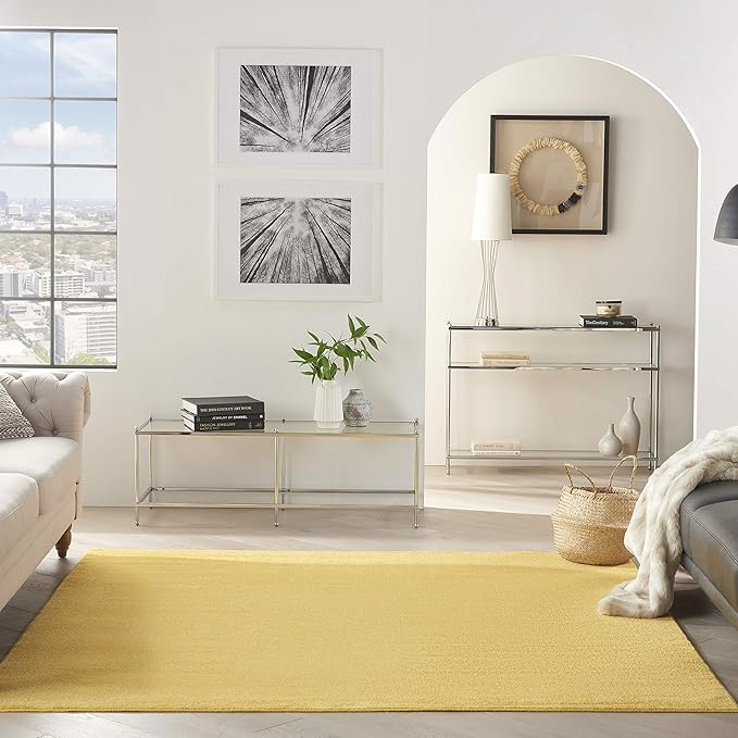 Nourison Home Nourison Essentials Yellow 7' x Square Area Rug - Easy Clean, Non Shedding, Bed Room, Living Room, Dining Room, Kitchen (7' x Square)