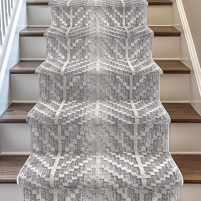 Well Woven Custom Size Hallway & Stair Runner- Harlow Rhodes Taupe 31 Inches Wide x 7 Feet Long Runner (31" x 7') Runner Rug - Contemporary Design, Ultra-Soft, Easy-Clean