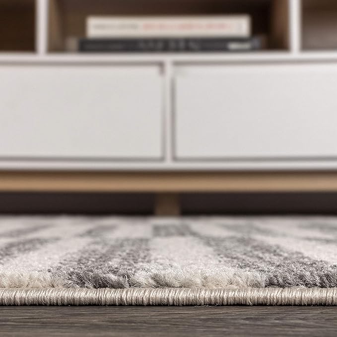 JONATHAN Y Lyla Offset Stripe Gray/Cream Indoor Area Rug, 3x5, Contemporary, Modern, Easy-Cleaning for Living Room, Bedroom, Kitchen, Pet Friendly, Non-Shedding (MOH204A-3)