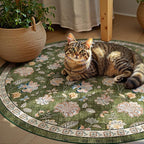 jinchan Elora 6ft Floral Round Rug for Dining Room Washable Living Room Rug Vintage Romance Design Non Slip Indoor Floor Cover Lightweight Low-Profile Throw Carpet for Bedroom Porch Patio, Green