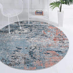 Rugs.com Leipzig Collection Round Rug – 3 Ft Round Multi Low-Pile Rug Perfect for Kitchens, Dining Rooms