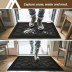 COSY HOMEER Non-Slip Door Mat 36"x60", Entryway Rugs Low Profile Absorbent Dirt Trapper Doormat for Front Entrance, Washable Polypropylene Entry Mat (Black)