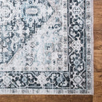 Bloom Rugs Caria Washable Non-Slip 9x12 Rug - Denim Blue Traditional Area Rug for Living Room, Bedroom, Dining Room, and Kitchen - Exact Size: 9' x 12'