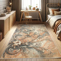 Ambesonne Floral Art Decorative Rug, Abstract Marble Print Look Victorian Curlicue Leaves Boho Flowers, Quality Carpet for Bedroom Dorm and Living Room, 4' X 5' 5", Salmon Blue Grey Eggshell