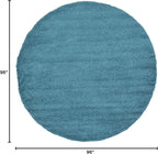 Unique Loom Solid Shag Collection Area Rug (8' Round, Deep Aqua Blue)
