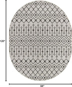 Unique Loom Outdoor Trellis Collection Area Rug - Tribal Trellis (7' 10" x 10' Oval, Gray/ Black)