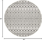 Unique Loom Outdoor Trellis Collection Area Rug - Tribal Trellis (7' 10" Round, Gray/ Black)