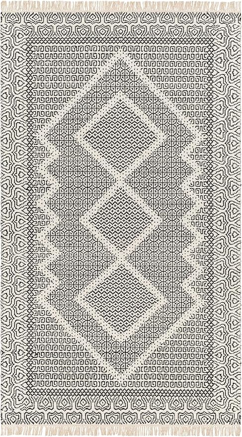 Mark&Day Wool Rugs, 9x12 Nishnabotny Cottage Dark Gray Area Rug, Grey Beige Carpet for Living Room, Bedroom or Kitchen (8'10" x 12')