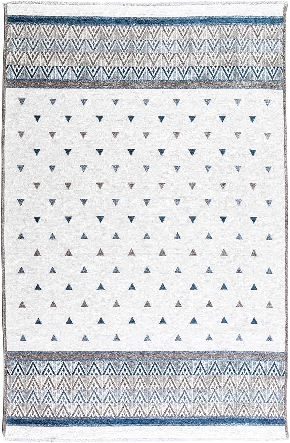 Alfa Rich 3x5 Blue Cream Off White Washable Area Rugs for Living Room Bedroom Kitchen Decor Runner