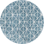 Rugs.com Lattice Trellis Collection Rug – 8 Ft Round Blue Low-Pile Rug Perfect for Kitchens, Dining Rooms