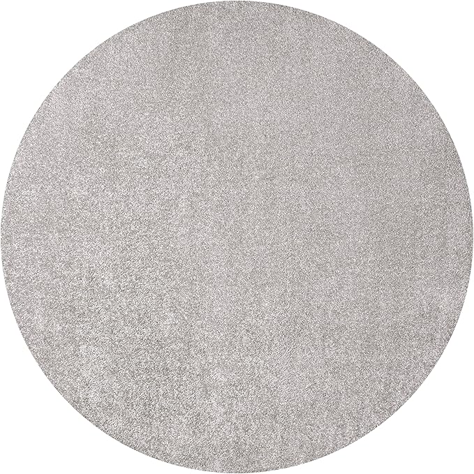 Eyely UES100K-5R Supersoft Haze Solid Low-Pile Indoor Area Rug Casual;Contemporary;Solid;Traditional, Bedroom, Kitchen, Living Room, Easy-Cleaning, Non-Shedding, 5' Round, Light Gray