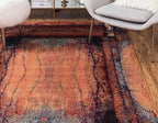 Unique Loom Estrella Collection Rustic, Distressed, Modern, Abstract Area Rug (5' 0 x 8' 0 Rectangular, Orange/Black)