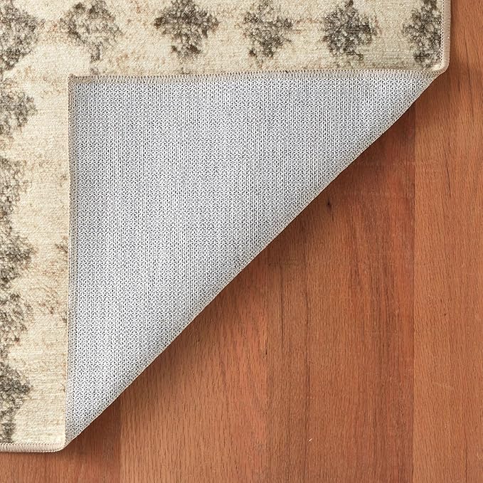 Dash & Albert Izzy Grey Machine Washable Rug, 5 X 8 Feet, Grey Graphic Pattern