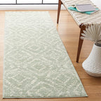 SAFAVIEH Adirondack Collection Runner Rug - 2'6" x 8', Green & Ivory, Modern Diamond Distressed Design, Non-Shedding & Easy Care, Ideal for High Traffic Areas in Living Room, Bedroom (ADR131Y)