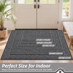 BEQHAUSE Dirt Trapper Door Mat 36" x 60", Non-Slip Washable Doormats Entrance Mat, Dirt Resistant and Absorbent Welcome Mat, Low Profile Floor Mats for Front Back Door and Entryway, Charcoal