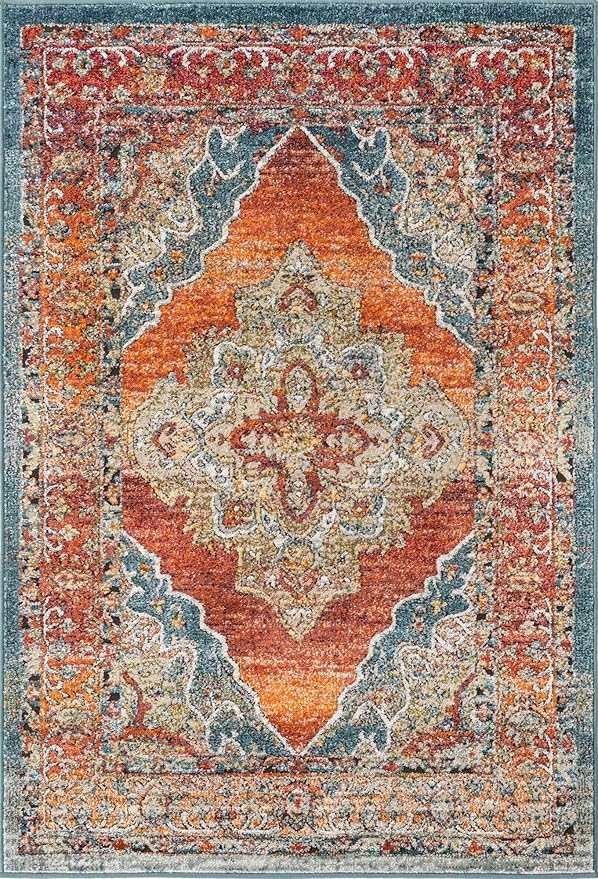 Unique Loom Isabella Collection Area Rug - Rossellini (4' 1" x 6' 1" Rectangle, Rust Red/ Beige)