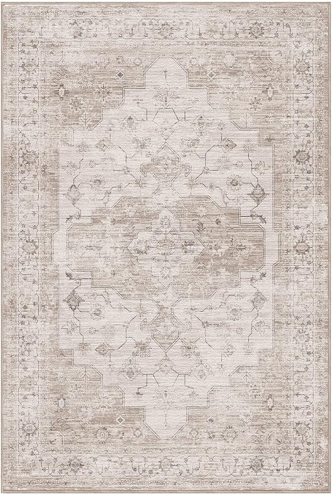 LUMI Washable Area Rug for Living Room, 10x14 Ultra Soft Traditional Rugs Non Slip with Rubber Backing, Low Profile, High Traffic, Stain Resistant Carpets, Ideal for Bedroom, Dining Room, Indoor