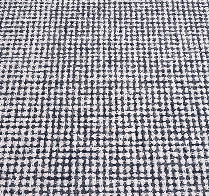 Hand-Tufted 100% Wool Pile Area Rug – Geometric Textured Grid Check Pattern – Thick and Durable Floor Carpet for Bedroom, Living Room, Kids Room, and Dining Area (Charcoal Gray, 5' Round)