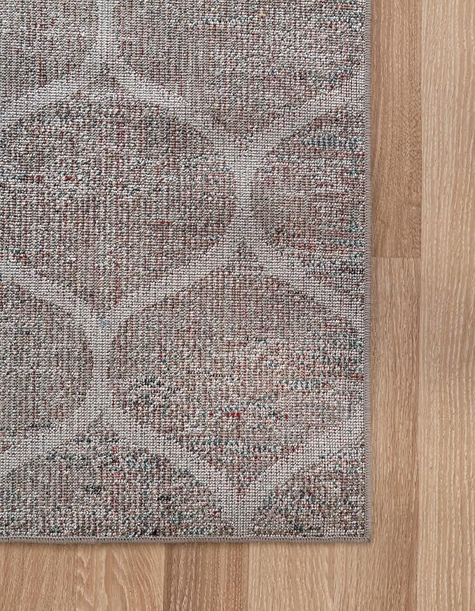 Rugs.com Lattice Frieze Collection Rug – 9' x 12' Blue Multi Medium Rug Perfect for Living Rooms, Large Dining Rooms, Open Floorplans
