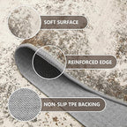 5x8 Washable Area Rugs - Modern Abstract Rugs for Living Room Non-Slip Low Pile Soft Machine Washable Carpet for Bedroom, Dining Room, Nursery, Home Office, Farmhouse (5'x8' Brown Grey)