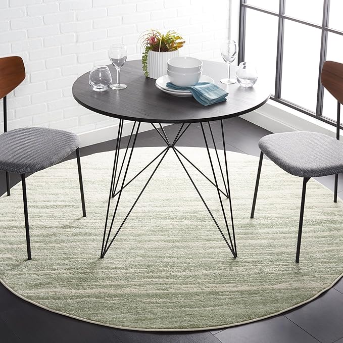 SAFAVIEH Adirondack Collection Area Rug - 3' Round, Sage & Ivory, Modern Ombre Design, Non Shedding & Easy to Clean, Ideal for Living Room, Bedroom, Office, Dining Space (ADR113X)