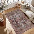 Kuden 5x7 Area Rug, Machine Washable Area Rug with Non-Slip Backing, Vintage Style, Soft, Easy Clean, Low Pile Rug for Living Room, Bedroom, Dining Room