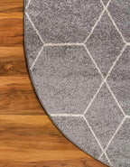 Unique Loom Trellis Frieze Collection Area Rug - Geometric (3' x 5' Oval, Light Gray/ Ivory)