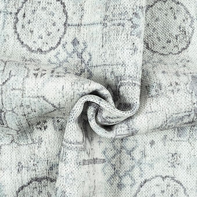 GLN Rugs Traditional Collection - Machine Washable Area Rug, Traditional Washable, Non Slip, Low Pile Chenille Rug, Living Room, Bedroom, Kitchen Rug (3' x 5' Cream/Gray/Sea Salt)