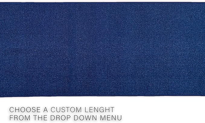 Custom Made Runner Rug Low Pile with Rubber Backing for Kitchen Foyer Hallway Entry Choose Your Length Size 26 Inch Wide Solid and Plain Dark Blue Color (2 feet x 26 inch)