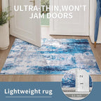 Ciicool Abstract Area Rug Indoor, 3x5 Washable Entryway Rug, Modern Soft Throw Rug with Non-Slip Backing Ideal for Bedroom Living Room Entrance Kitchen, Low-Pile Floor Carpet Doormat Grey Blue