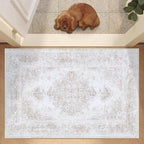 Entryway Rug 2x3 Vintage Rugs, Machine Washable Small Area Rug Retro Medallion Distressed Rugs Non-Slip Soft Low Pile Throw Rug for Entryway Bedroom Bathroom Hallway Kitchen(Beige,2'x3')