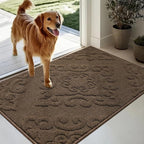COSY HOMEER Door Mat 24”x36”,Absorbent Dirt Trapper Entryway Rugs,Non-Slip Welcome Mat,Washable Entry Rugs,Low Pile Doormat for Front Back Door,Wet Shoes & Paws,Brown